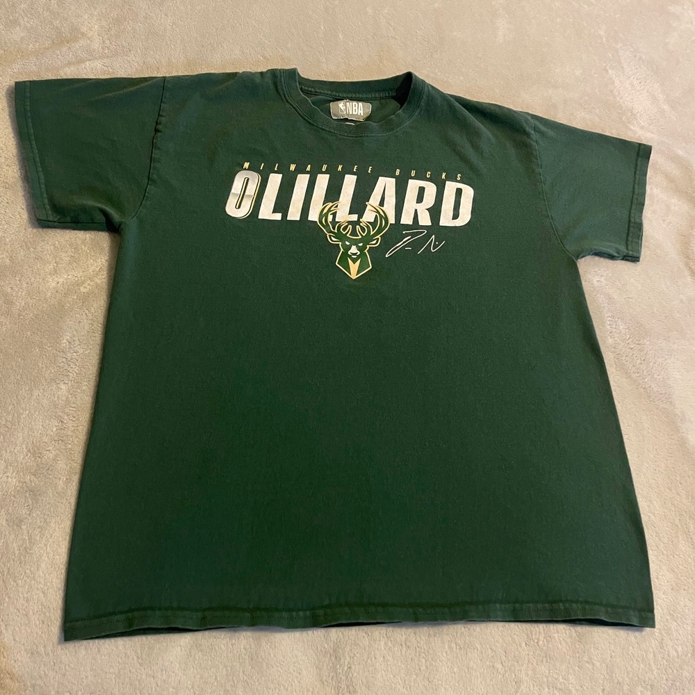 Milwaukee Bucks Damian‎ Lillard Number 0 NBA Green T Shirt Mens Large Basketball